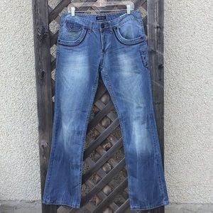 Emporio Armani jeans w/ leather & zip accents